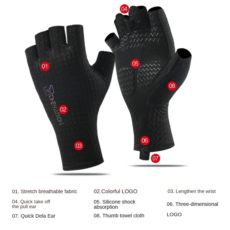 Halbfinger Radfahren Fahrradhandschuhe Fitness Atmungsaktive – Bild 4