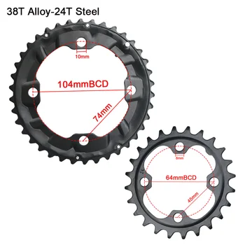 10 geschwindigkeit 10S kettenräder 24T 38T M610 M615 64/104BCD MTB Fahrrad Kettenblatt Fahrrad Kurbelgarnitur