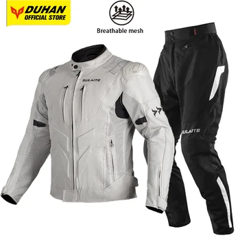 Motorradjacke, Sommer, atmungsaktiv, für Straßenrennen, Motorradausrüstung, integrierter Brustschutz