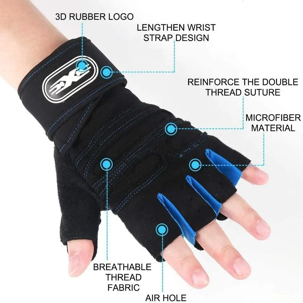  Radfahren Halbe Finger Handschuhe Outdoor Fitness Schwergewicht – Immagine 3