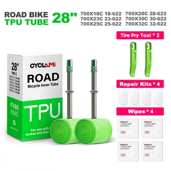CYCLAMI Ultraleichter Fahrrad-TPU-Schlauch 700C 700 x 18 23 25 28 30 32 Rennrad-TPU-Material Reifen 45 mm 60
