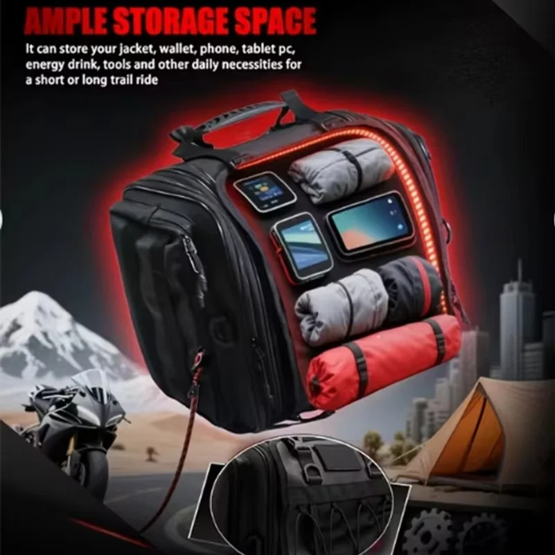 Motorrad-Reisetasche für den hinteren Teil, erweiterbare – Immagine 3