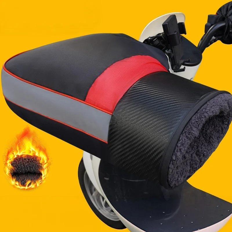 1 Paar Winter-Motorrad-Lenkerhandschuhe, dicke, warme, regenfeste Schutzhandschuhe für Scooter, Lenkerwärmer