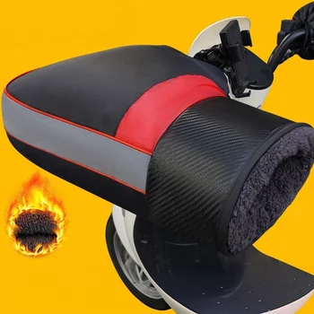 1 Paar Winter-Motorrad-Lenkerhandschuhe, dicke, warme, regenfeste Schutzhandschuhe für Scooter, Lenkerwärmer