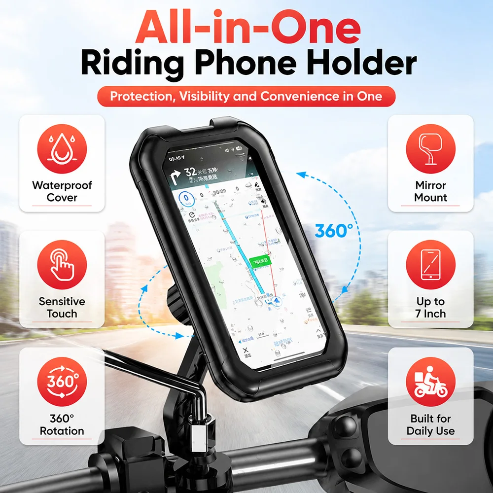 360 ° Drehbarer Motorrad-Handyhalter, wasserdichte Handyhülle – Image 3