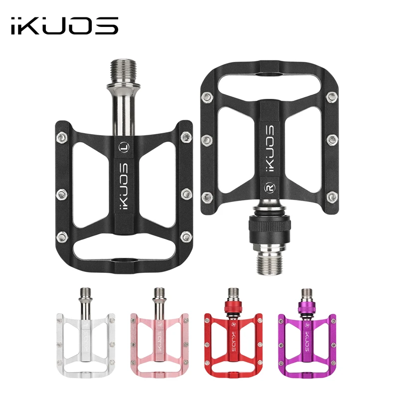 IKUOS Fahrrad-Flachpedale mit 3 Lagern, aus Aluminiumlegierung, rutschfest, für Mountainbikes, Rennräder