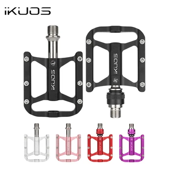 IKUOS Fahrrad-Flachpedale mit 3 Lagern, aus Aluminiumlegierung, rutschfest, für Mountainbikes, Rennräder