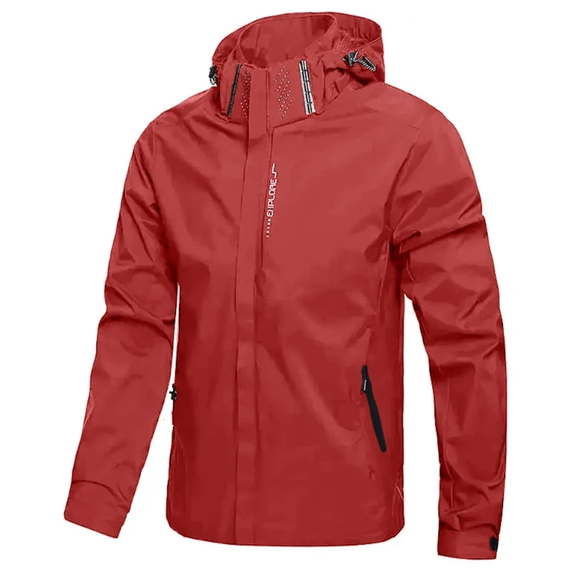 Herren Outdoor Wasserdichte Winddichte Jacke mit Kapuze Leichte – Image 5