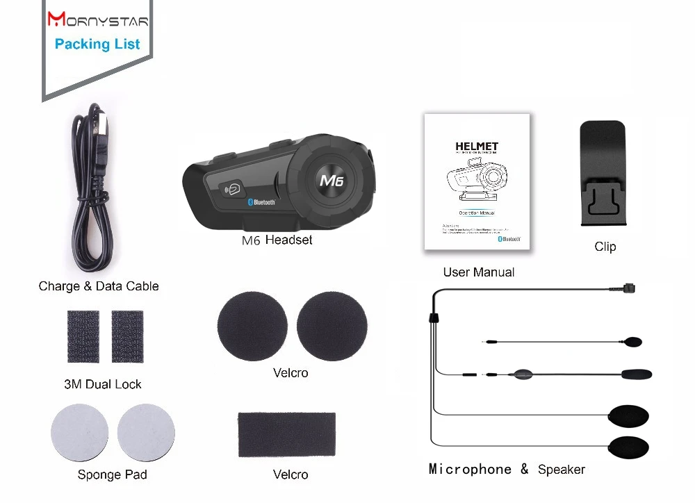 1000 m Bluetooth Intercom Motorrad Helm Headsets für Fahrer BT – Bild 3