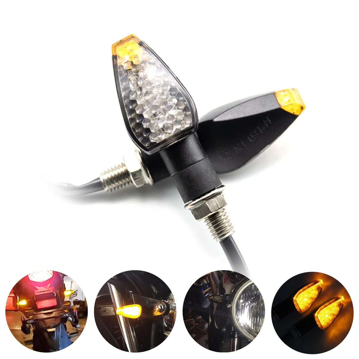 Universal LED Motorrad Blinker 12V wasserdicht Bernstein Blinker – Bild 2