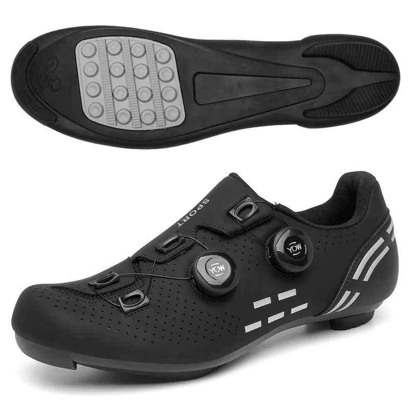 Herren-Rennradschuhe MTB Fahrradschuhe mit Drehverschluss Atmungsaktives Mikrofaser-Obermaterial Harte Sohle