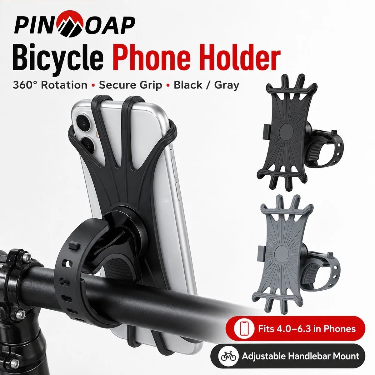 PINMOAP 1PC Fahrrad-Handyhalterung, Fahrradlenkerhalterung, 360° drehbare Smartphone-Halterung für MTB