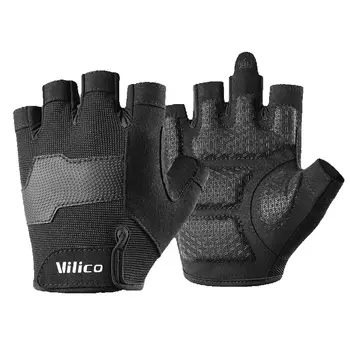 Halbfinger-Handschuhe Fitness Anti-Rutsch Damen Herren Gel-Polster Handschuhe Gym Radfahren Fingerlose
