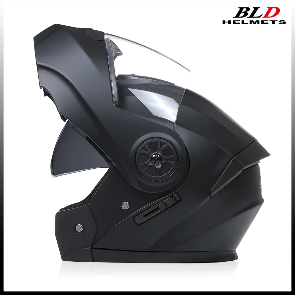 BLD hochklappbarer modularer Helm, Integral-Motorradhelm, Dual-Visier, kratzfest, beschlagfrei, verstellbarer
