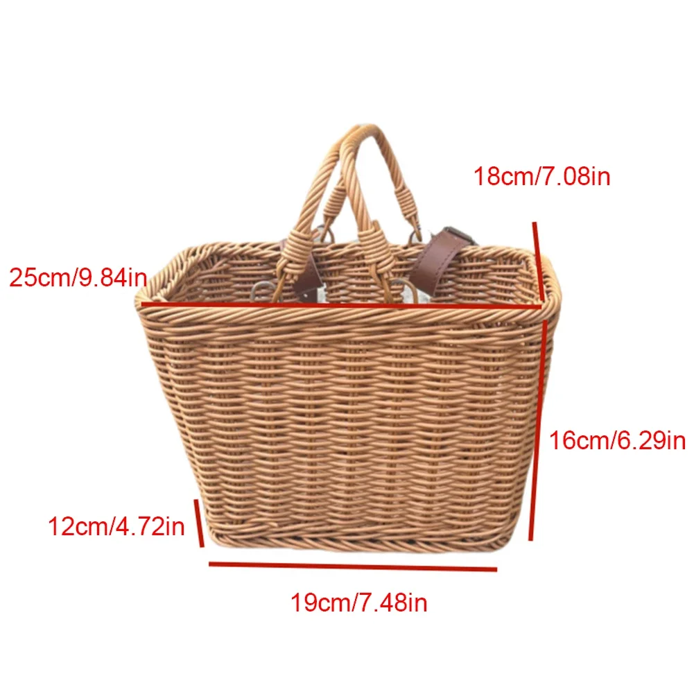 Bicycle Basket Rattan Hand-Woven Bike Storage Front Handlebar Basket – Image 6
