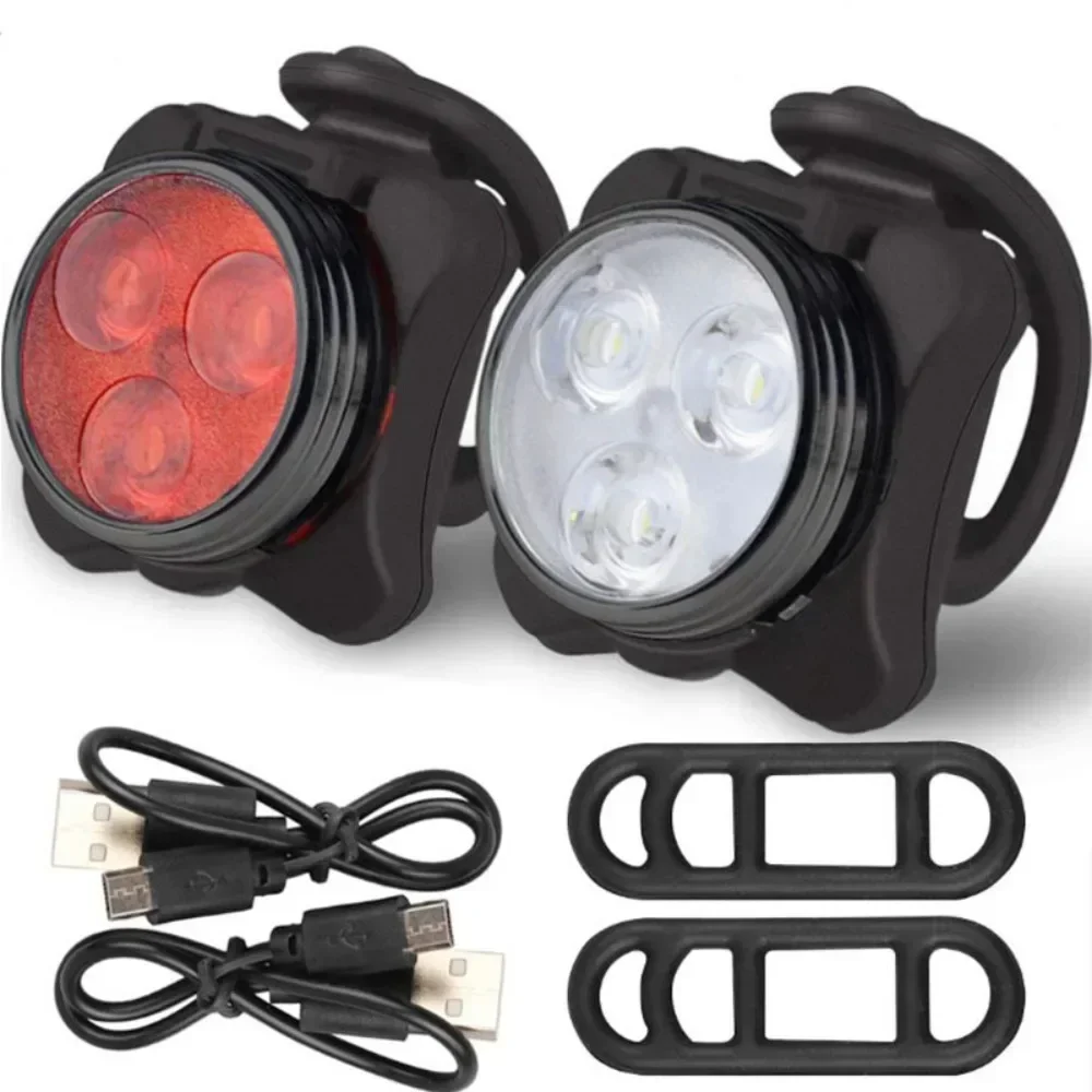 USB wiederaufladbares Fahrradlicht-Set, superheller Frontscheinwerfer und hinteres LED-Fahrradlicht, 650 mAh