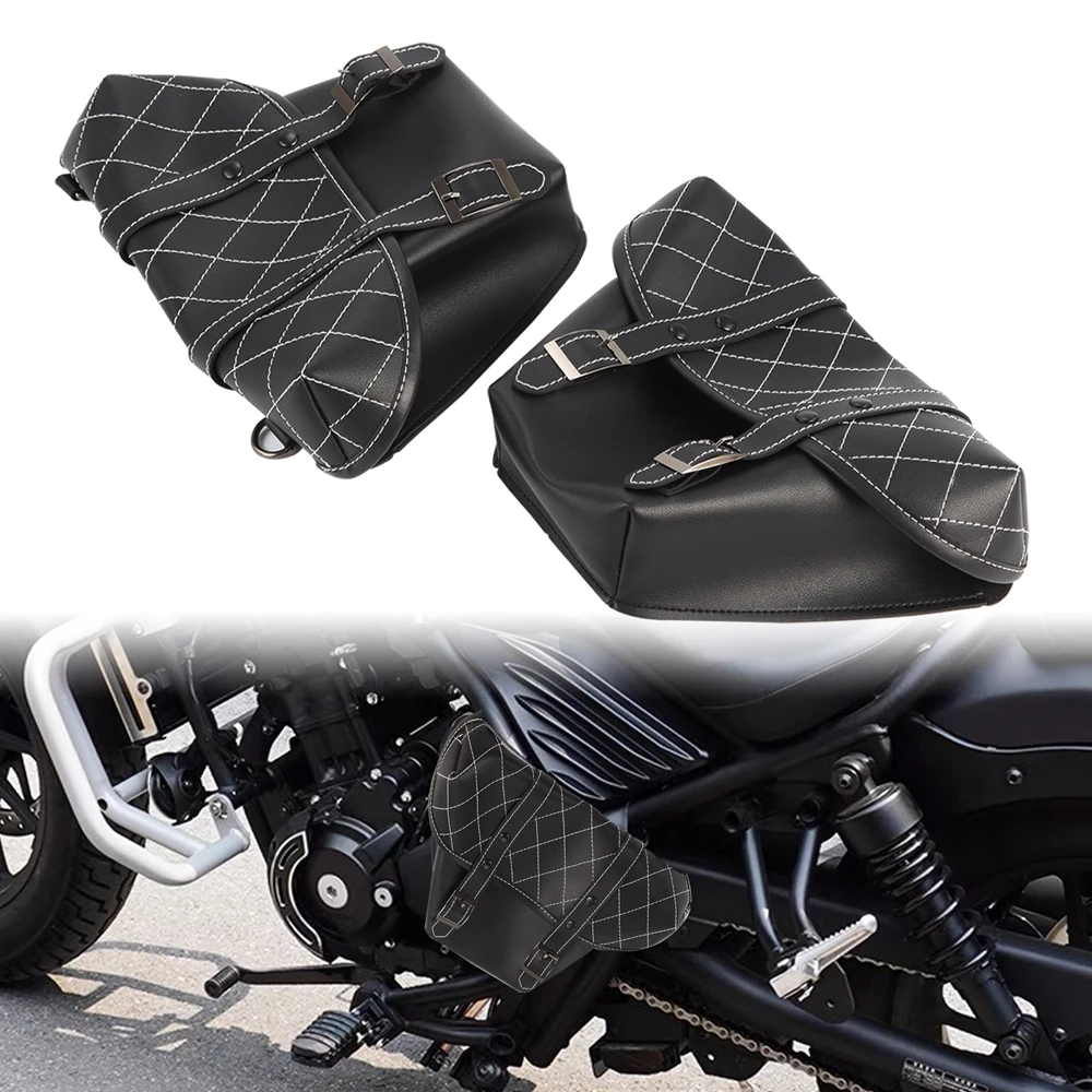 Motorrad Satteltasche Gepäck Lagerung Leder Werkzeug Seitentaschen – Bild 6