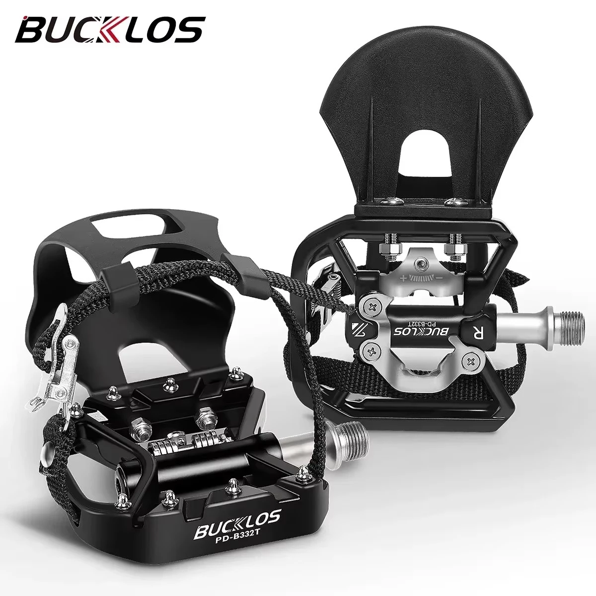 BUCKLOS Fahrradpedale mit Doppelfunktion, MTB-Fahrradpedale, rutschfeste Aluminiumlegierung, Plattformpedale