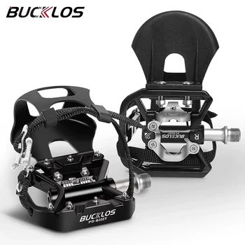 BUCKLOS Fahrradpedale mit Doppelfunktion, MTB-Fahrradpedale, rutschfeste Aluminiumlegierung, Plattformpedale