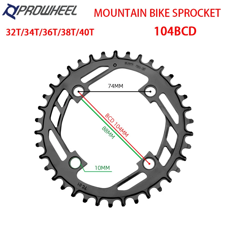 PROWHEEL Mountainbike Schmales Breites Kettenblatt 32T 34T 36T 38T 40T – Bild 5