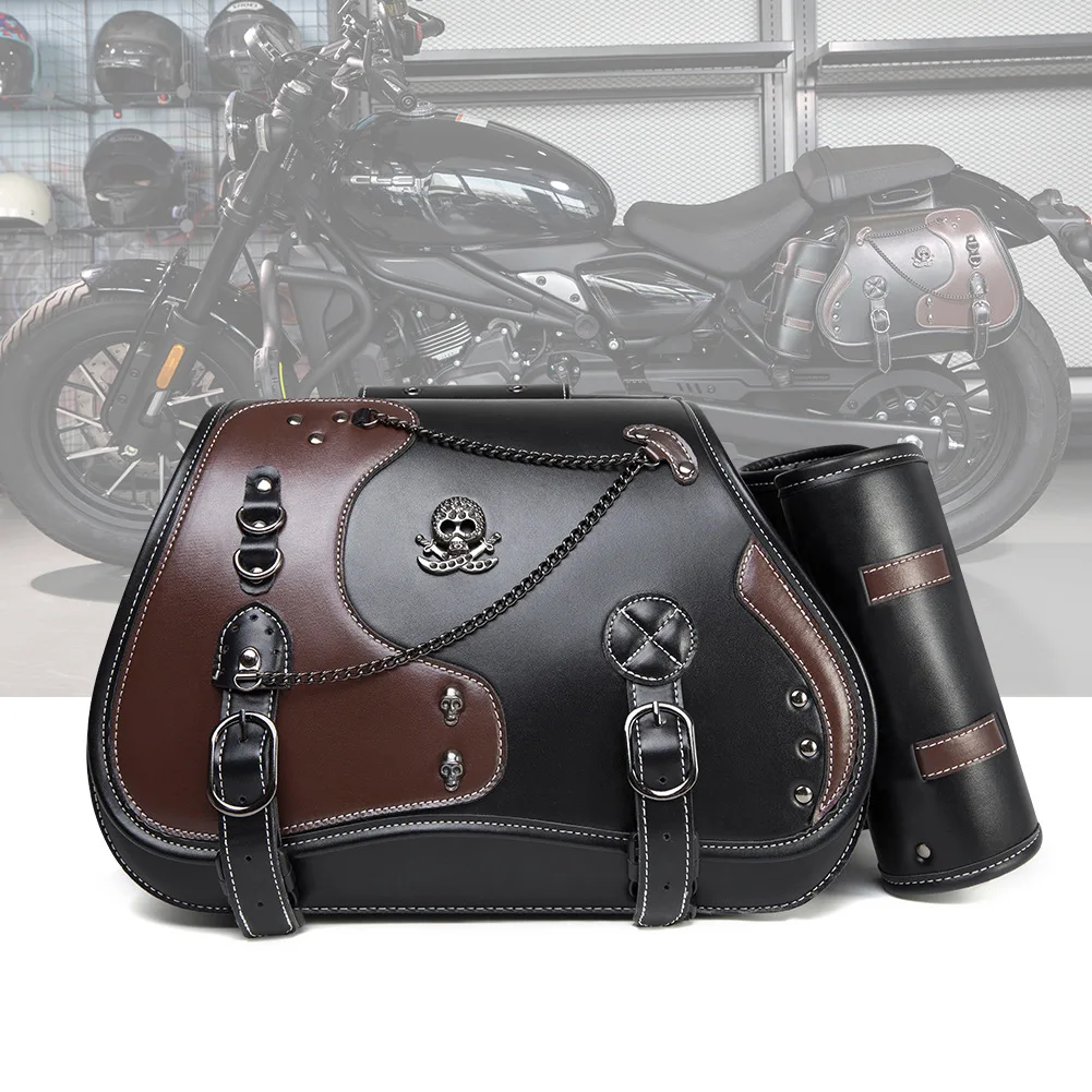 Motorrad-Satteltasche aus PU-Leder, Seitentasche für den Rücksitz, Verformungsresistent, Überwurf-Design