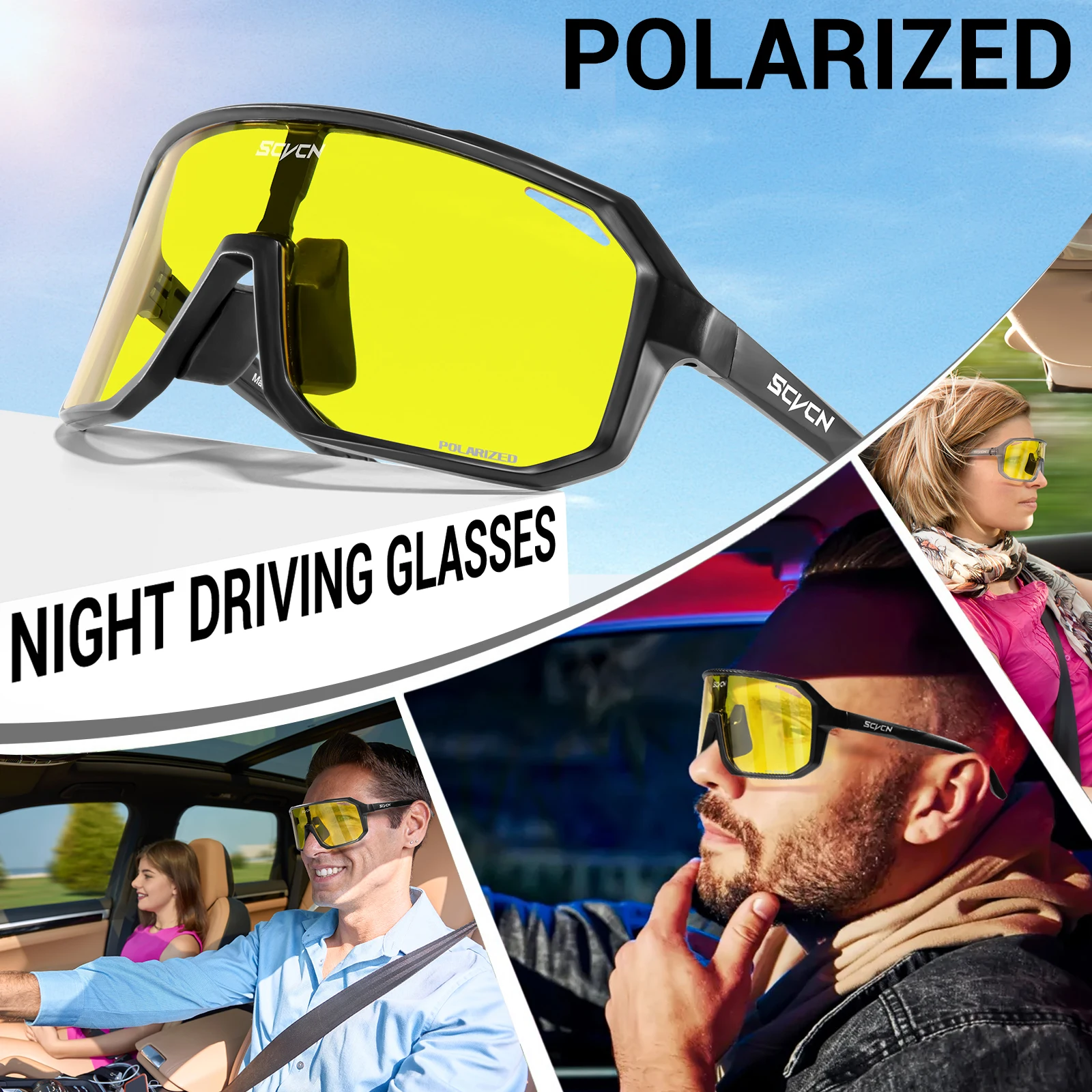 SCVCN Neue Gelb Polarisierte Radfahren Sonnenbrille Männer Fahrrad MTB – Image 4