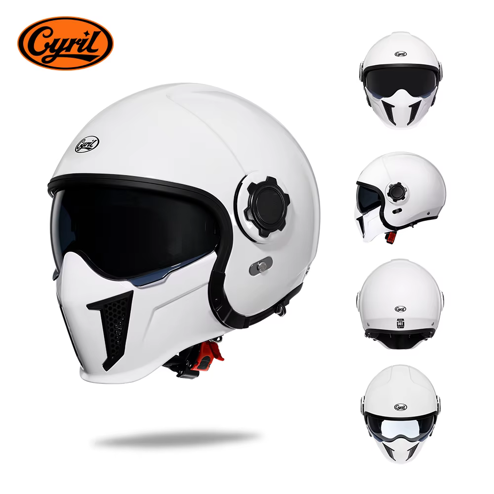 CYRIL Motorradhelm Integralhelm Jethelme 3/4 Herren Damen Modularer Dual-Visierhelm für Motorrad ECE