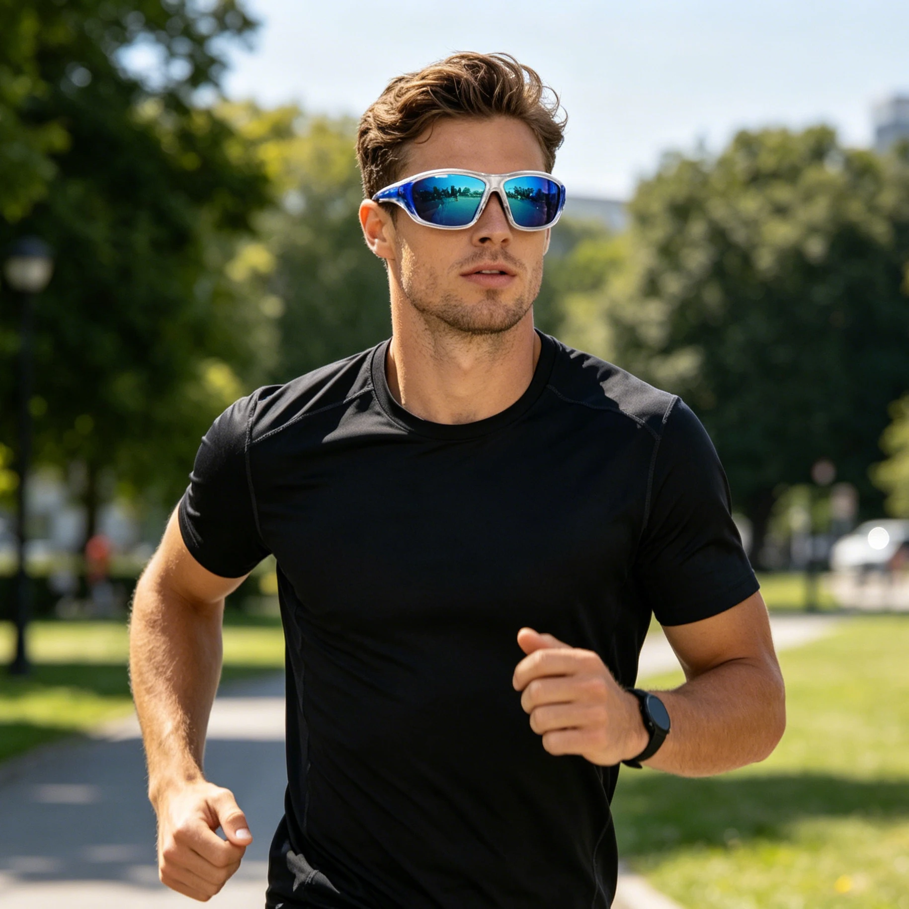 Polarisierte Herren-Radsportbrillen, ovale Sportbrillen mit Vollrahmen zum Laufen, Radfahren, Wandern