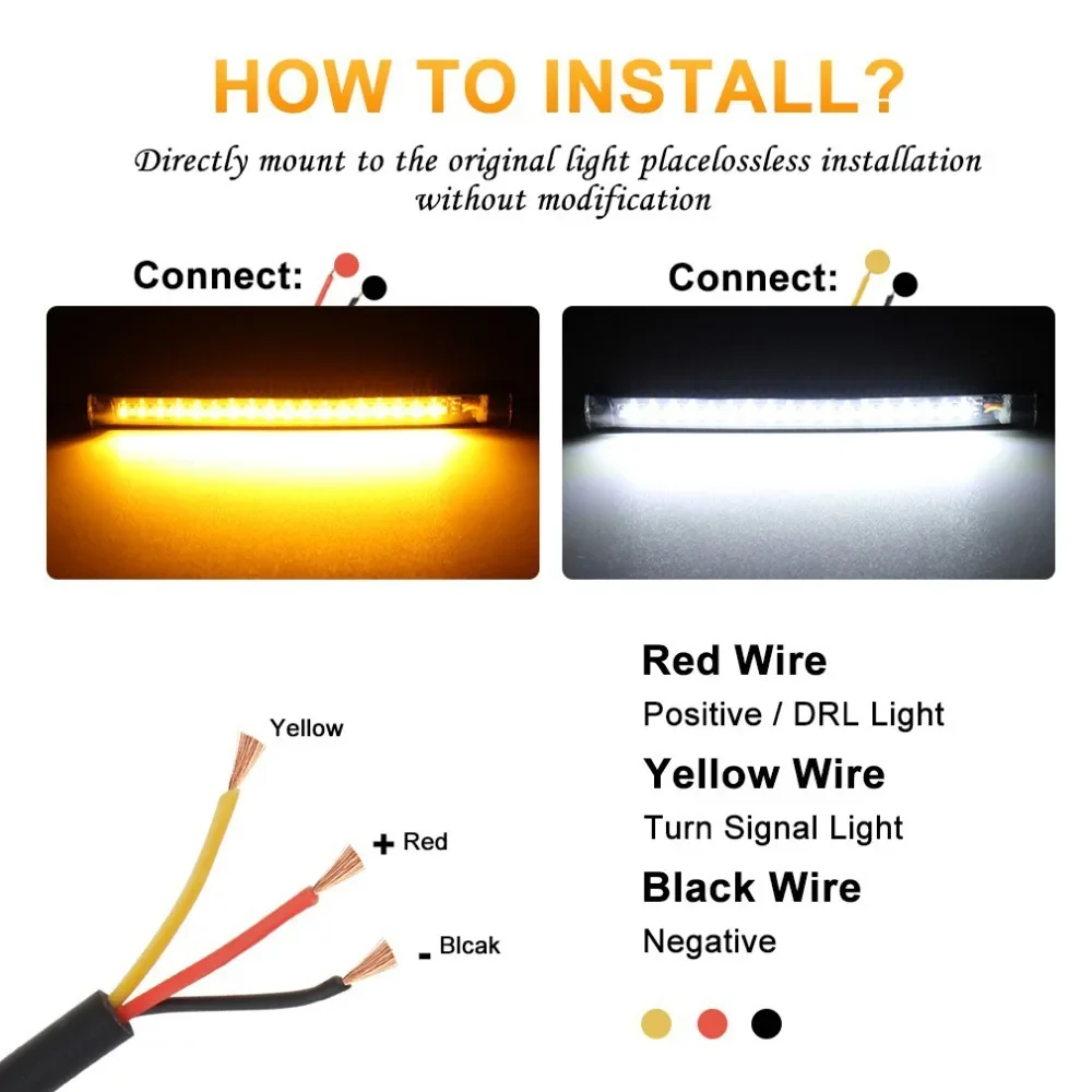 Motorrad-Blinker LED-Streifen Flexibles Rücklicht DRL Bernstein Weiß – Bild 4