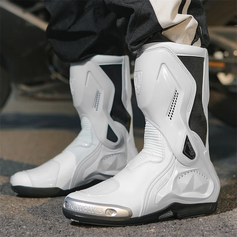Herren Leder Wasserdichte Motorradschuhe Motorrad-Schutz Anti-Sturz – Image 3