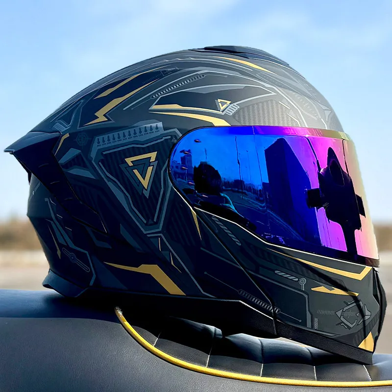 LVS-Flip-Up Motorradhelm mit Doppelvisier, modularer Integralhelm, ECE-geprüft, für Straßenrennen, Touren