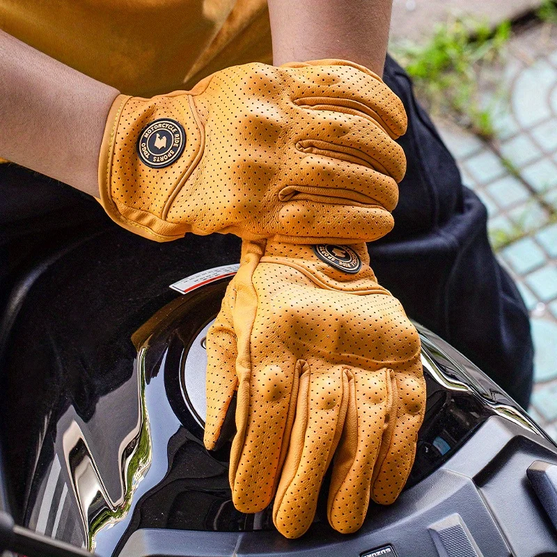 Motorradhandschuhe, winddicht und wasserdicht, Leder – Bild 2