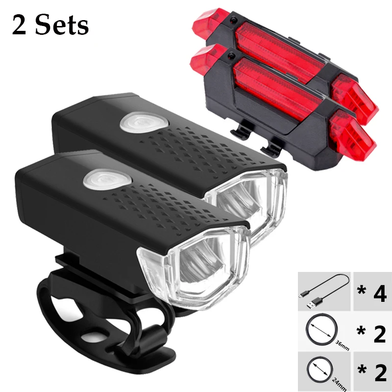 Radfahren Licht Set Fahrrad Laterne USB LED Wiederaufladbare MTB Licht Vorne/Hinten Lichter Scheinwerfer