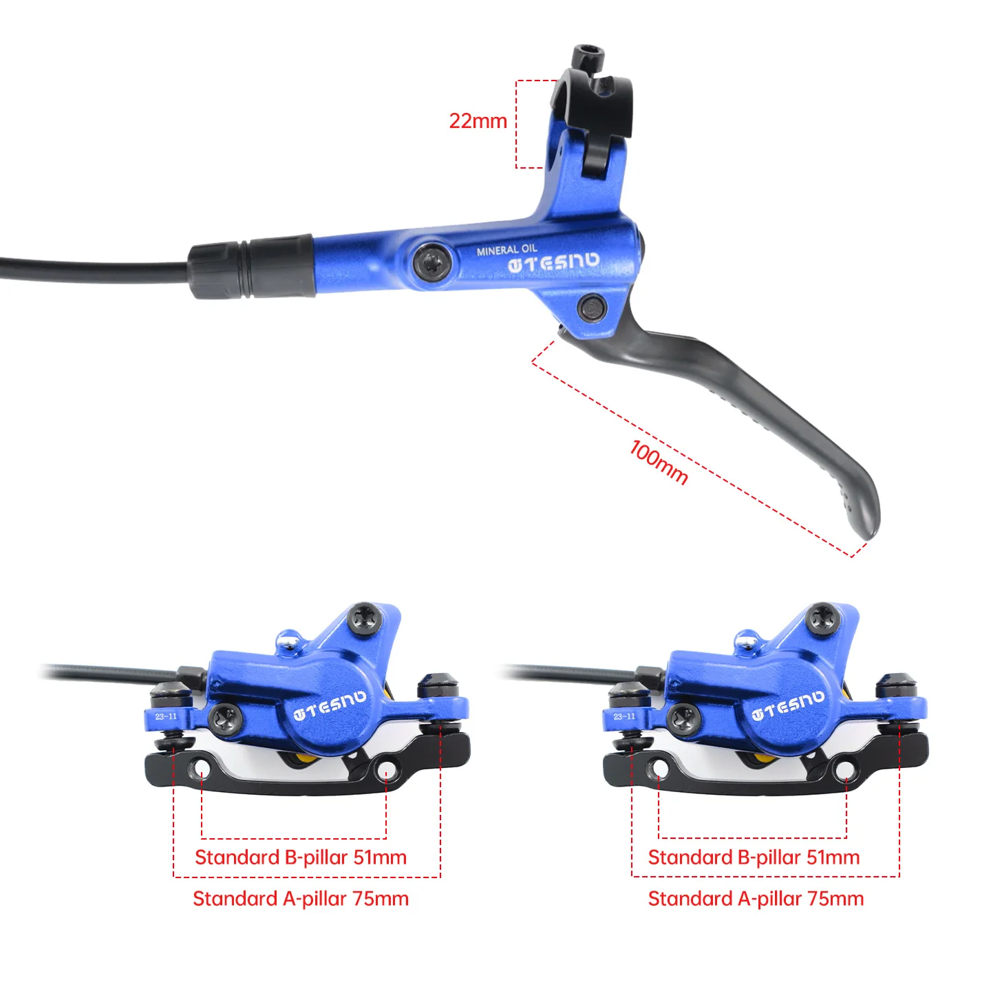 TESNO Fahrrad hydraulische Scheiben bremse 2 Kolben MTB Teile Fahrrad – Bild 4