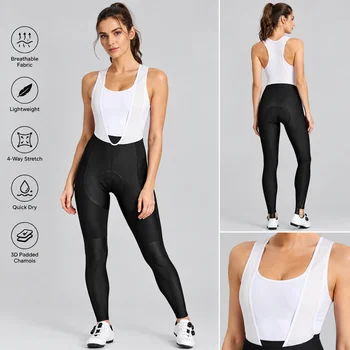 Damen-Radhose mit Latz, 3D-Gel-Polsterung, schnelltrocknend, atmungsaktiv, für Frühling und Herbst, geeignet