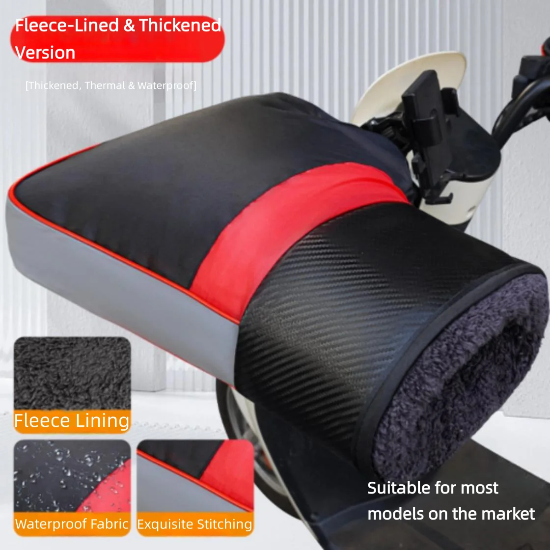 1 Paar Winter-Motorrad-Lenkerhandschuhe, dicke, warme, regenfeste Schutzhandschuhe für Scooter, Lenkerwärmer