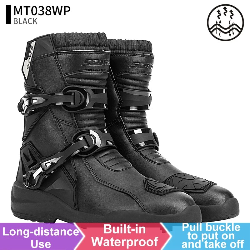 Scoyco Motorrad Schutzs tiefel Männer wasserdichte Enduro Motorrad fahrer Schuhe TPU Leder Anti-Rutsch