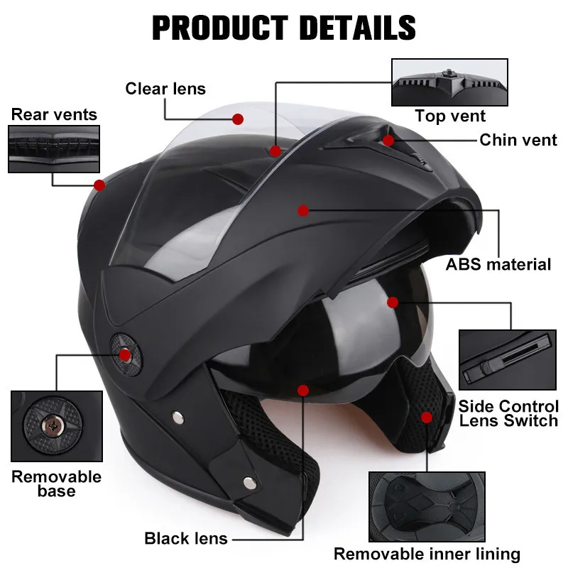 Uchoose Neuer modularer Motorradhelm Integralrennen mit doppeltem – Bild 5