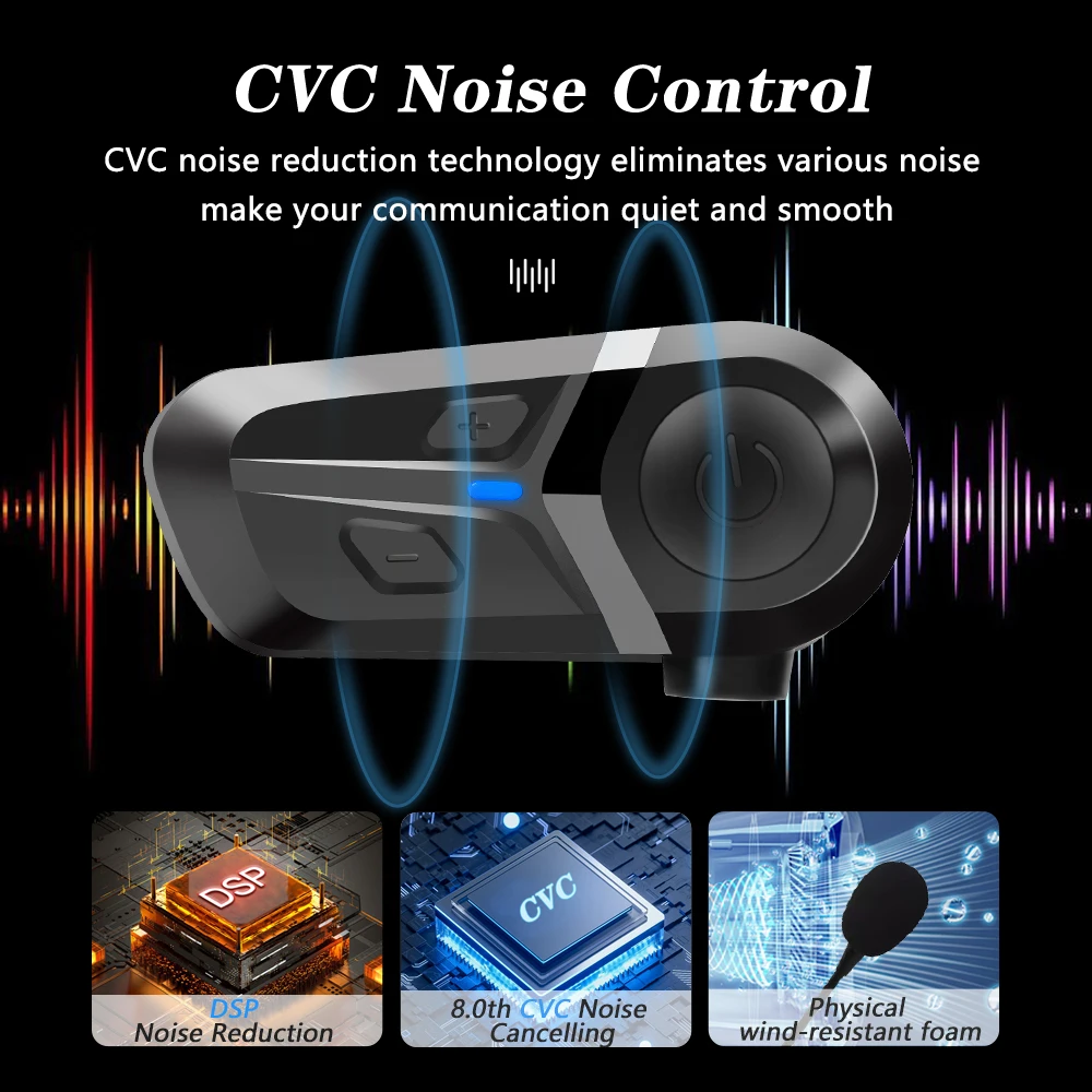 Bluetooth 5,3 Helm Headset Drahtlose Freisprechen Telefon Kit Motorrad – Bild 5