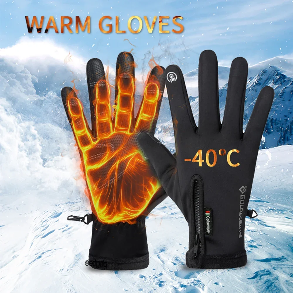 Motorradhandschuhe mit Touchscreen-Funktion, Winter-Thermo-Fleece-gefütterte, wasserabweisende