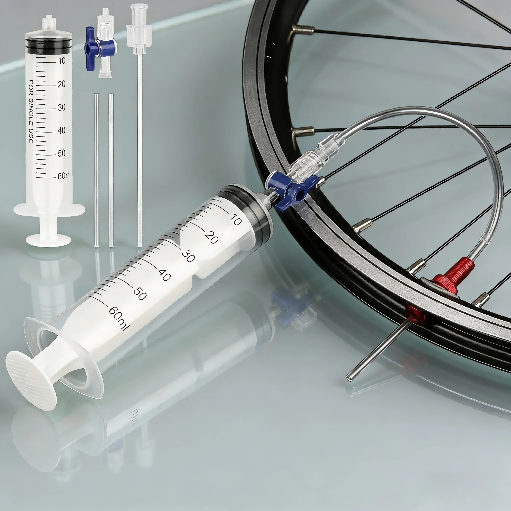 Fahrrad Tubeless Reifen Dichtmittel Injektor 60ML Spritze Ventil Core Remover MTB Rennrad Reifen Reparatur Kit