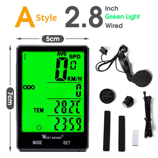 WEST BIKING Fahrradcomputer Digitaler Tachometer Kilometerzähler Hintergrundbeleuchtung Kabellos Kabelgebunden