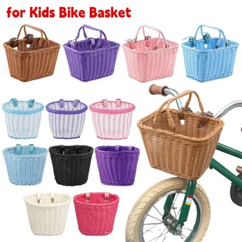 Bicycle Basket Rattan Hand-Woven Bike Storage Front Handlebar Basket for Kids Adult Bicycle Pannier Basket