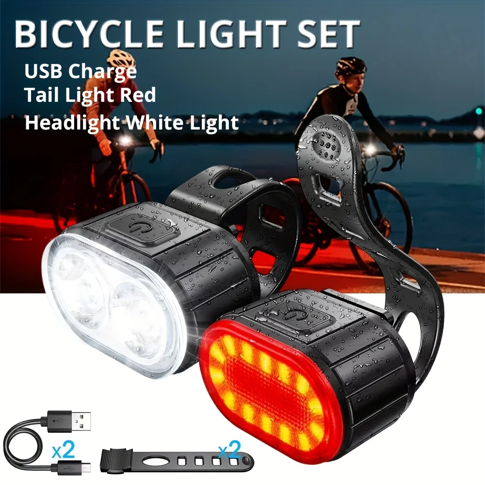 Radfahren Fahrrad Vorne Hinten Licht Set Fahrrad USB Ladung Scheinwerfer Licht MTB Wasserdichte Rücklicht LED