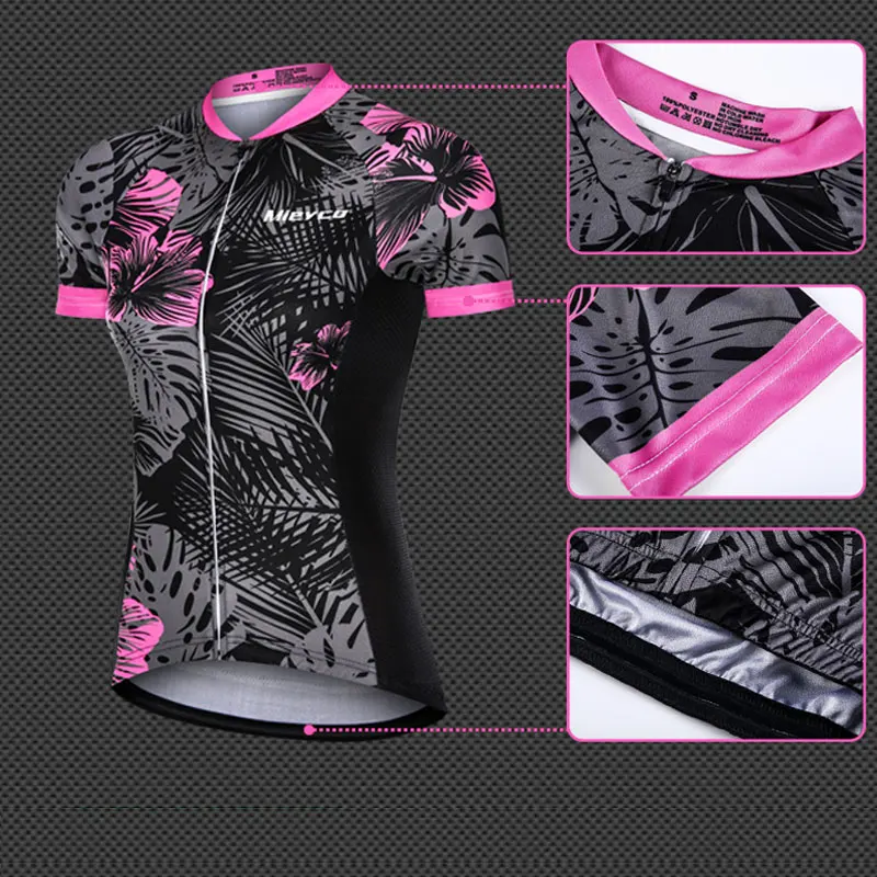 Damen-Radtrikot-Set mit kurzen Ärmeln und 3D-gepolsterten Trägerhosen – Image 3