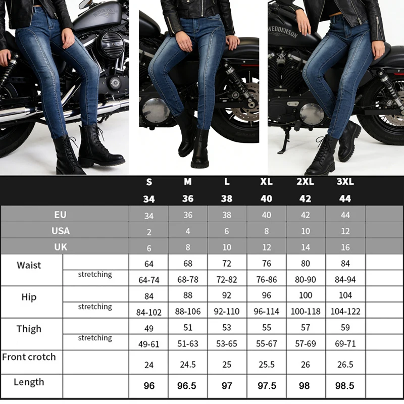 Schutzjeans für Damen Motorradhose Blaue Moto-Jeans Schutzausrüstung – Image 4