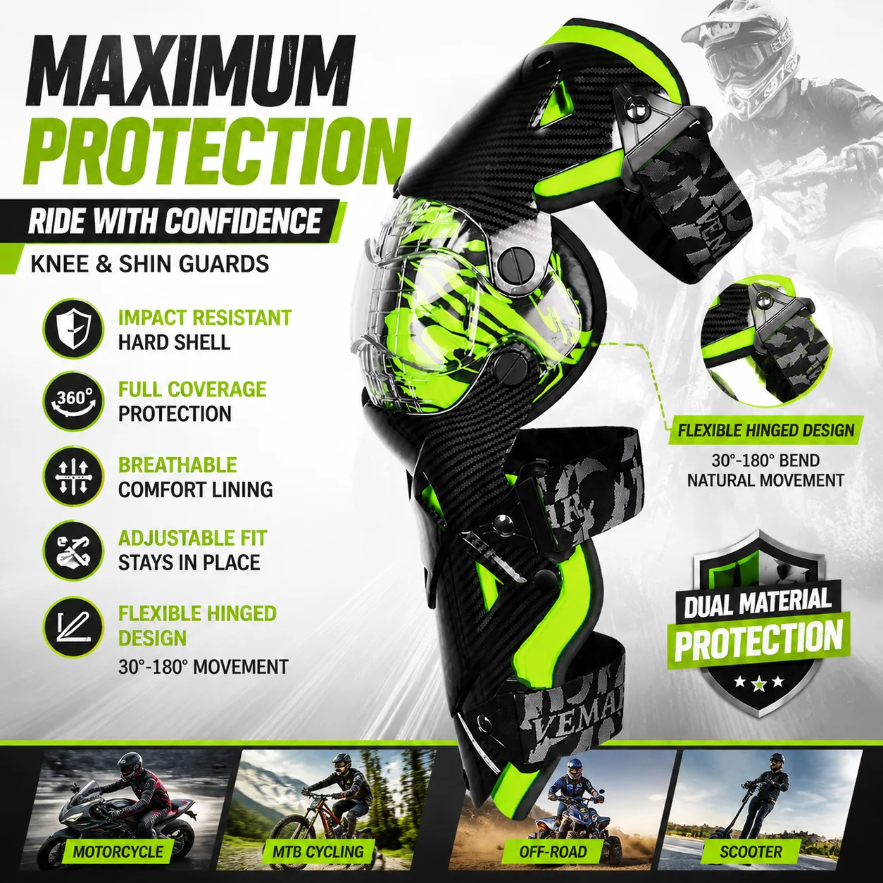 Motorrad Knie Schutz Pads Erwachsene Motorrad Set Tragen-beständig PP Knie Sicherheit Schutz Motorrad