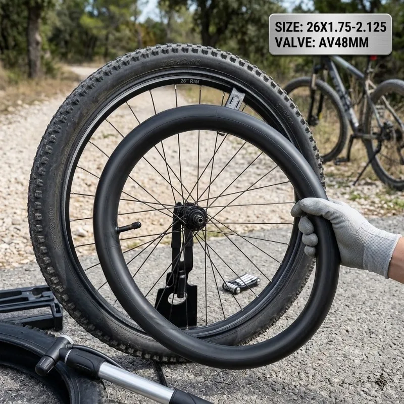 20 26 29 Zoll Fahrradschlauch 26x1.75 20x2.125 29x2.25 26x2.5 AV48mm – Image 3