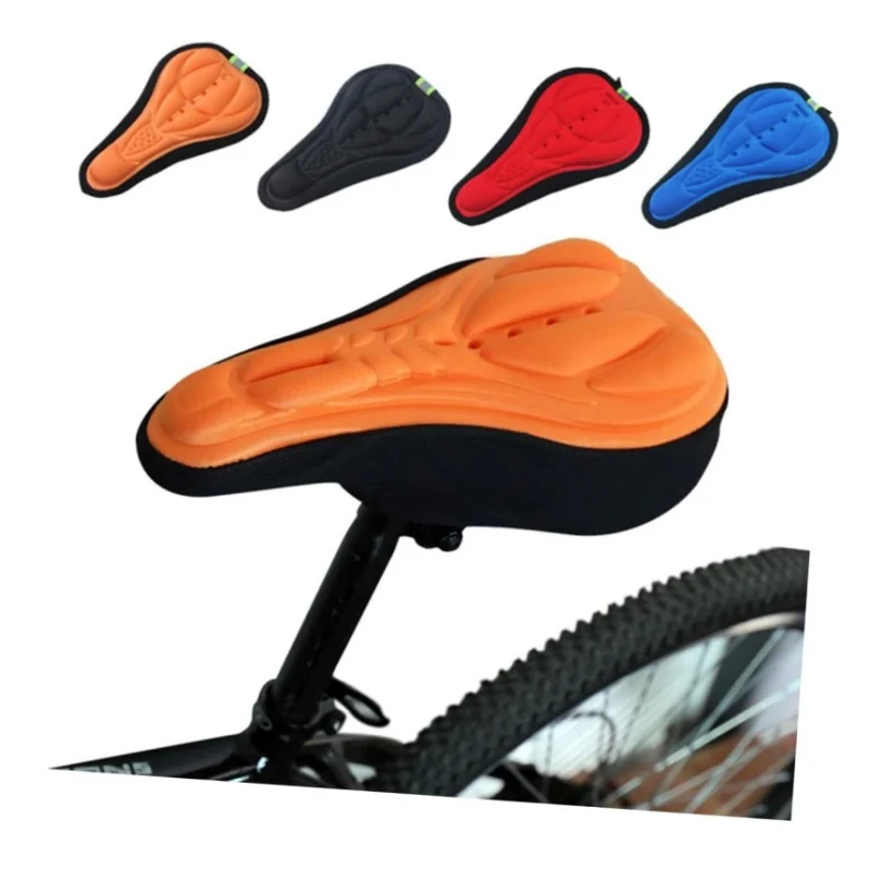 3D-Fahrradsitzkissenbezug, Sattelpolster für Radfahren, Gel-Sitzbezug, orange, atmungsaktiv, bequem, einfach