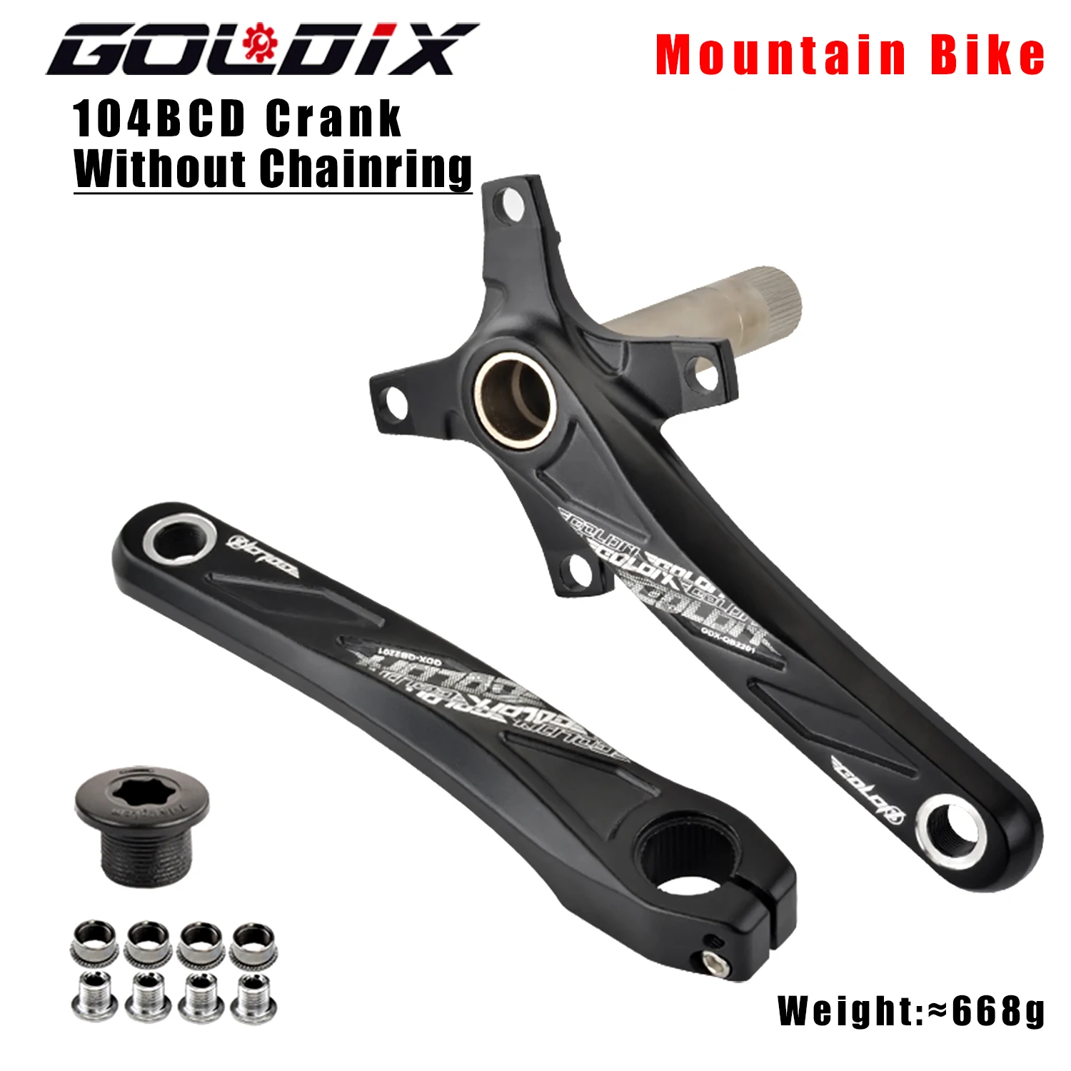 GOLDIX 104BCD MTB-Kurbelgarnitur, 165 mm, 170 mm, 175 mm Kurbel, rundes/ovalales Kettenblatt, 32 Zähne/34